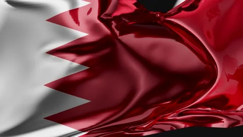 Flag of Bahrain Waving in the wind, Bahrain National flag wave, fabric texture, Stock Footage 242222975