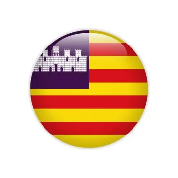 Flag of the Balearic Islands button Stock Illustration