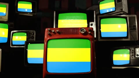 Flag of Bandung, capital of West Java province in Indonesia, and Vintage TVs. Stock Footage 170468009