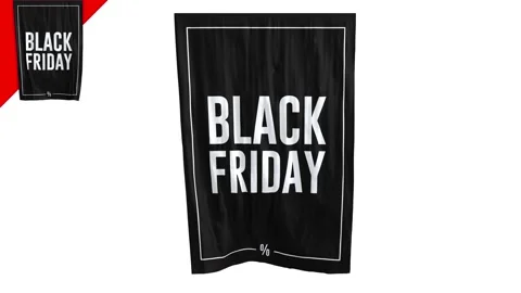 Flag banner for black friday - alpha channel - 3D rendering Vidéo 249666015