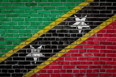 Flag  banner on brick wall background. Stock Photos