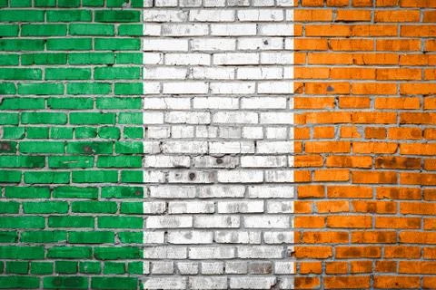 Flag  banner on brick wall background. Foto stock