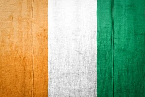 Flag  banner on  fabric texture background. Stock Photos