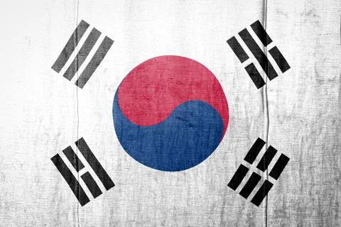Flag  banner on  fabric texture background. Stock Photos
