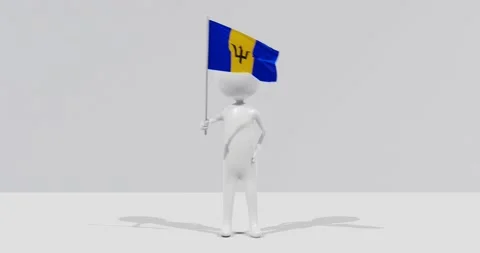 Flag of Barbados. 3D Character holding and waving Portuguese flag 4K UHD 60FPS Video stock 222555797