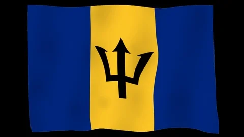 Flag of Barbados, 60 fps, slow motion, lopped, alpha channel Stock Footage 100536250