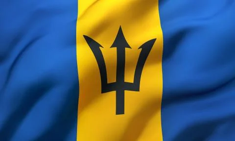 Flag of Barbados blowing in the wind Stock Illustration