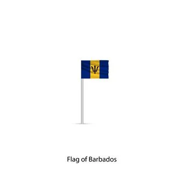 Flag of Barbados on a chrome pole. Stock Illustration