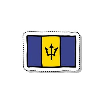 Flag of Barbados doodle icon, vector illustration Stock Illustration