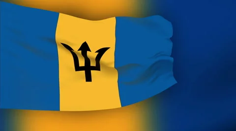 Flag of Barbados Stock Footage 1054345