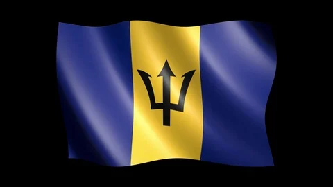 Flag of Barbados isolated on alpha channel, seamless looping Stock Footage 73280028