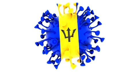 Flag of Barbados on Seamless looping 3D animation of the covid-19 Corona Virus Stock Footage 166460695