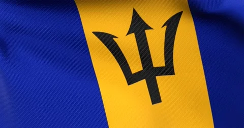 Flag of Barbados Waving 3D Animation Close up, 4K UHD 60 FPS Stock Footage 160422387