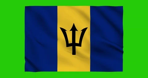 Flag of Barbados waving on a samless loop over an easily removable background 스톡 동영상 98370808