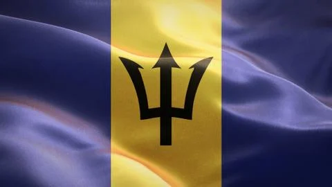 Flag of Barbados waving in the wind. 3D Waving flag design. Stock Illustration