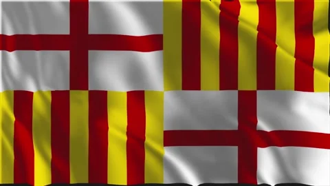 Flag of Barcelona waving slowly Stock Footage 341688253