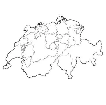 Flag of Basel-Stadt canton on map of switzerland Stock Illustration