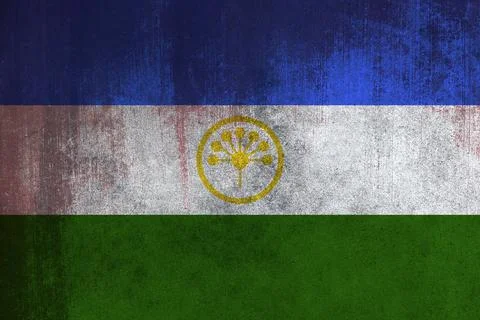 Flag of Bashkortostan, Fabric flag of Bashkortostan. Bashkortostan National.. Stock Illustration