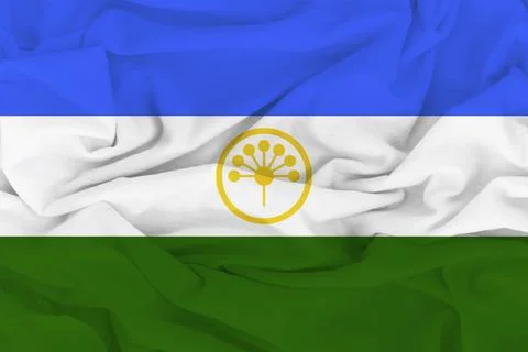Flag of Bashkortostan, Fabric flag of Bashkortostan. Bashkortostan National.. Stock Illustration