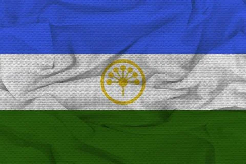 Flag of Bashkortostan, Fabric flag of Bashkortostan. Bashkortostan National.. Stock Illustration