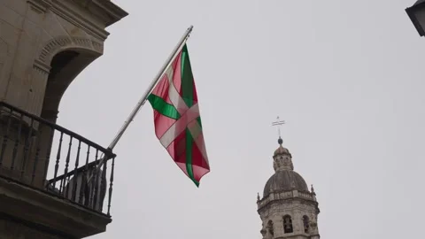 The flag of the Basque Country flutters in the wind Stock Footage 303408421