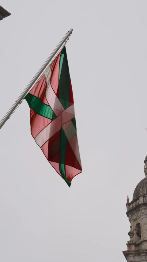 The flag of the Basque Country flutters in the wind Stock Footage 303408424