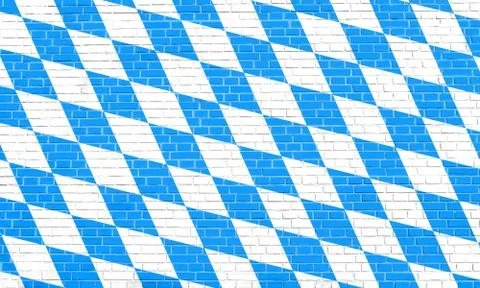 Flag of Bavaria on brick wall texture background Stock Photos