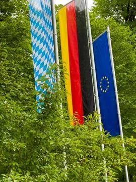Flag of Bavaria. Current state flag of germany an the european union Stock Photos