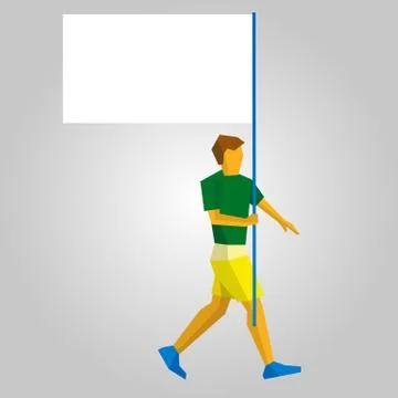 Flag bearer with blank standard in one hand Illustrazione stock