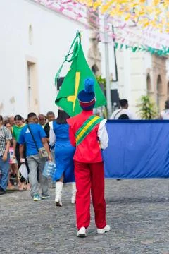 Flag bearers in a civic parade 库存照片