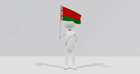Flag of Belarus. 3D Character holding and waving Portuguese flag 4K UHD 60FPS Stock Footage 222555787