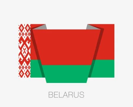 Flag of Belarus. Flat Icon Waving Flag with Country Name Stock Illustration