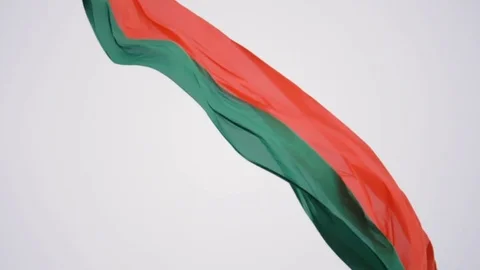 The flag of Belarus flutters in the wind - slowmotion 180 fps Stock Footage 75913600