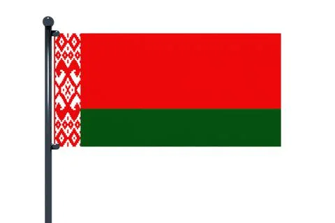 Flag of Belarus with a pole isolated on a white background Illustrazione stock