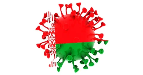 Flag of Belarus on Seamless looping 3D animation of the covid-19 Corona Virus Stock Footage 166460786
