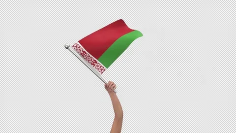 Flag of Belarus waving in hand - 3d render looped with alpha channel. Stock Footage 242570766