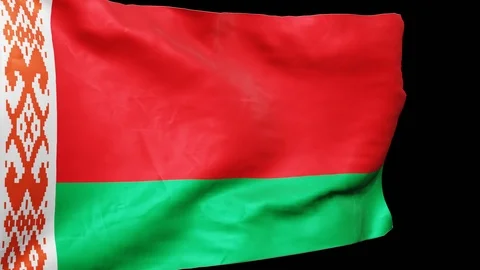 Flag of Belarus on the wind seamless with transparent background Stock Footage 114534710