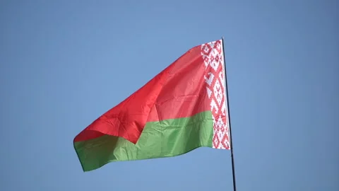 Flag of Belarus in the wind. Slow motion Vídeo Stock 163561668