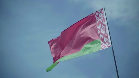 Flag of Belarus in the wind. Slow motion Видео 163774064