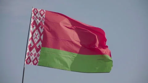 Flag of Belarus in the wind. Slow motion 250fps Stock-Footage 163936040