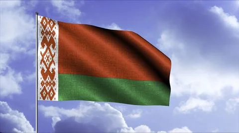 Flag of Belarus.Motion. A bright two-colored flag with a pattern on a white Stock Illustration
