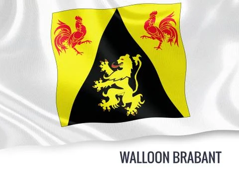 Flag of Belgian state Walloon Brabant waving on an isolated white backgroun.. Stock Illustration