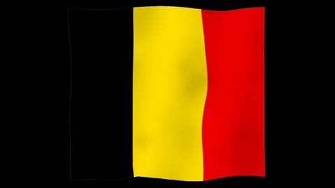 Flag of Belgium, 60 fps, slow motion, lopped, alpha channel Stock Footage 99954450