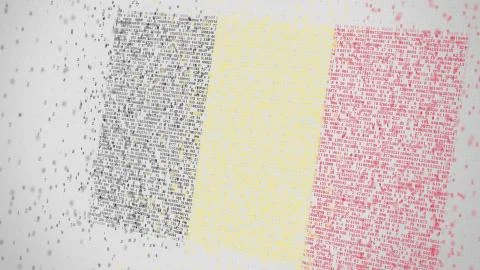 Flag of BELGIUM being composed with numbers. Conceptual 3D rendering Stock Illustration
