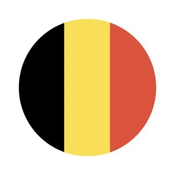 Flag of Belgium. Circular Belgian Flag. National Belgian round flag. Button Stock Illustration