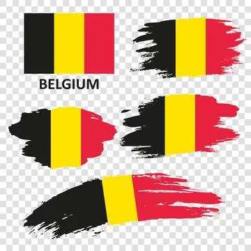 Flag of Belgium with creative painted brush stroke texture background. Stock Illustration