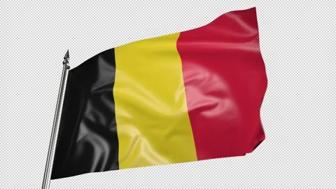 Flag of Belgium on a flagpole. 3D animation with alpha channel Видео 206068976