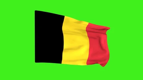 Flag of Belgium on a green screen. 3D animation. Stock Footage 317837211