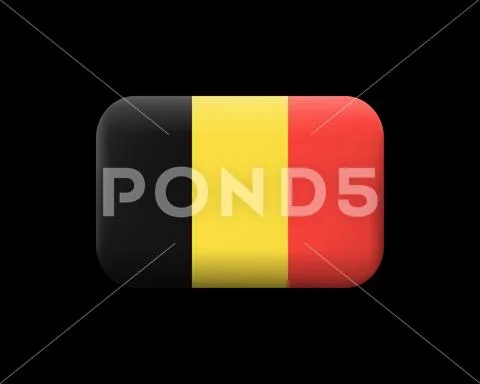 Flag of Belgium. Matted Vector Icon and Button. Rectangular Shape Stock Illustration