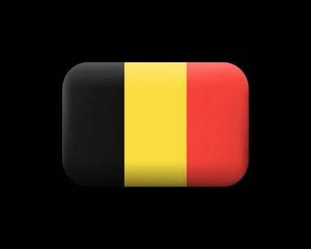 Flag of Belgium. Matted Vector Icon and Button. Rectangular Shape Stock Illustration